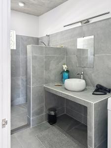 Koupelna v ubytování Pension Irivai appartement "Uparu" 1 chambre bord de mer