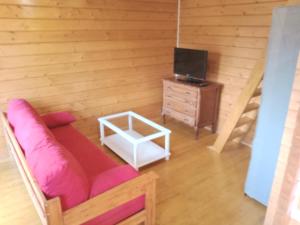 TV a/nebo společenská místnost v ubytování chalet le cocon de bois