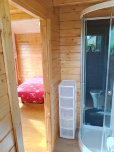 Koupelna v ubytování chalet le cocon de bois