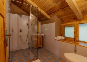 本贾尔Kudrat - A Boutique Homestay- Tirthan Valley的带淋浴和水槽的浴室