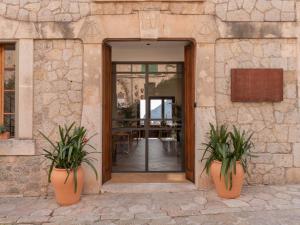 two potted plants sitting in front of a door at Es Petit de Valldemossa in Valldemossa