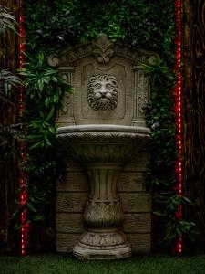 a stone statue of a lion with christmas lights at Shiny Cloud Love Room in Limoux