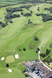 an overhead view of a golf course at Bowood Park Hotel in Camelford