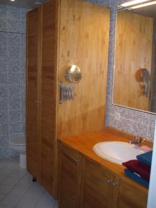 une salle de bain avec un lavabo et des toilettes dans l'établissement location Champagné, à Champagné