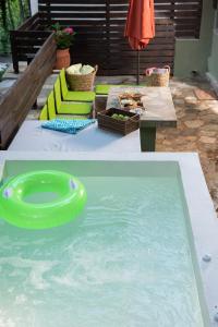 a pool of water with a green frisbee in it at Dandy Villas Tsagkarada-Sweet Green Apple-Mini Pool in Tsagarada