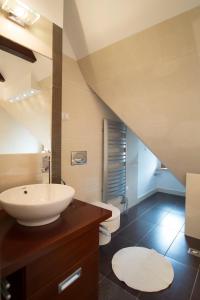 uma casa de banho com um lavatório e um WC em Apartament Z Widokiem Na Giewont APARTZAKOP em Zakopane