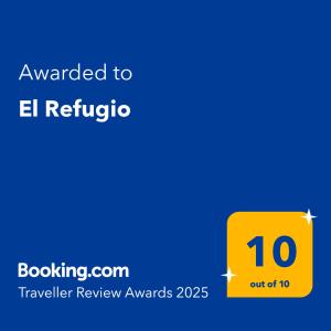 Certifikát, hodnocení, plakát nebo jiný dokument vystavený v ubytování El Refugio