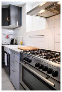 アルフォールヴィルにあるMaison d artiste proche de Parisのキッチン(ステンレス製のコンロ付) トップオーブン