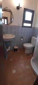 a bathroom with a toilet and a sink and a mirror at Chalet Islaterranova exclusivo para familias in Novo Sancti Petri +6 photos