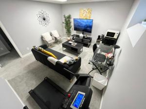an overhead view of a living room at Private Basement Suite with comfort in Winnipeg