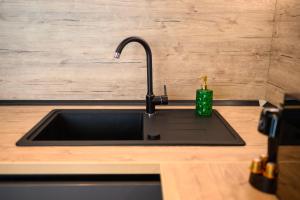 - un évier de cuisine avec une tasse de vert dans l'établissement Elite Studio, à Bucarest 58 autres photos