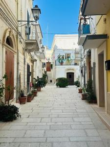 an alley with buildings and potted plants on it at La Casa dell' Arco in Triggiano