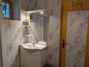 a bathroom with a sink and a mirror at Gîte calme près de Meung-sur-Loire avec jardin et terrasse - FR-1-590-537 in Meung-sur-Loire +26 photos