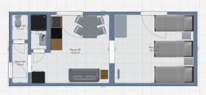 a drawing of a floor plan of a house at EMAS 5 Wohnung mit 3 Einzelbetten, Küche in Krefeld