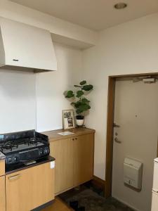 a kitchen with a stove and a potted plant at Maison dEssence - Vacation STAY 52767v in Izu