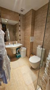 un bagno con un water e un lavandino di Apartment ZAX B7 in Terra Complex a Bansko