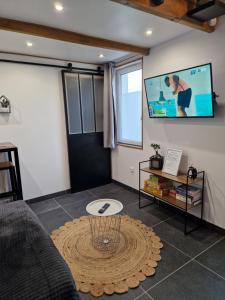 Μια τηλεόραση ή/και κέντρο ψυχαγωγίας στο Studio à 200m de la plage avec parking gratuit et terrasse