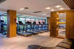 a gym with a row of treadmills at Sandton Sun and Towers in Johannesburg