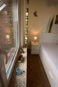 ドルヌムにあるFerienwohnung Border Collieのベッドと窓のある小さな寝室
