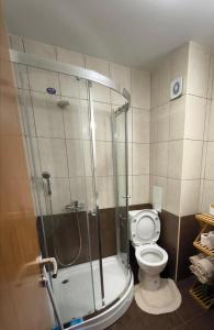 ein Badezimmer mit Dusche und Toilette in der Unterkunft NiSimo Apartment Grand Resort Pamporovo in Pamporowo + 1 Foto
