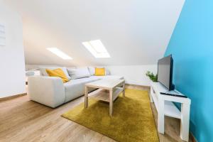 a living room with a couch and a tv at studio Buhler - Mulhouse centre in Mulhouse