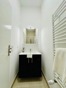 a bathroom with a sink and a mirror at Horizon House - Roissy CDG - Parc des Expos in Villepinte