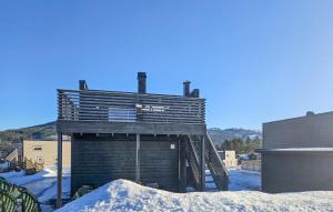a small wooden building with a ladder in the snow at 4 Bedroom Stunning Home In Vrådal in Vradal