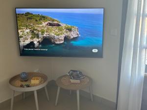 Telewizja i/lub zestaw kina domowego w obiekcie Villa Adel 56, private heated pool, parking