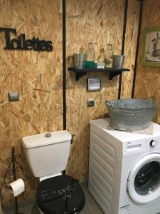 a bathroom with a toilet and a washing machine at L'Attellu di Babbu in Lecci +29 photos