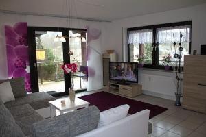 TV a/nebo společenská místnost v ubytování Elegante Ferienwohnung In Schalkenmehren