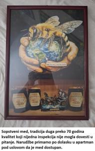 un cartel de una abeja que sostiene la tierra en APARTMAN ANDJELIC, en Trebinje