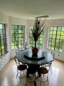 Pokój ze stołem z doniczką w obiekcie Casa de campo em condominio w mieście Esmeraldas