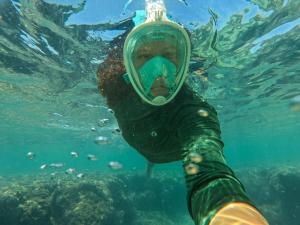una persona nuota in acqua di Casa de Praia em Milagres com Ar Condicionado a São Miguel dos Milagres