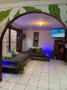 Posezení v ubytování Pool House Hostel