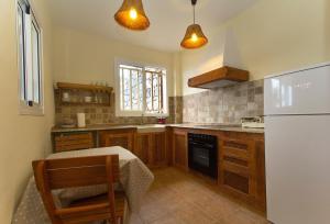 加拉奇科Haus Am Meer In Garachico的配有木质橱柜和白色冰箱的厨房