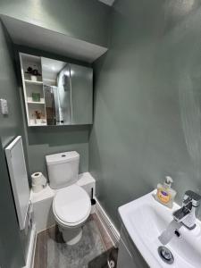 a bathroom with a white toilet and a sink at Cottage 33 in Kirkby Stephen +13 photos