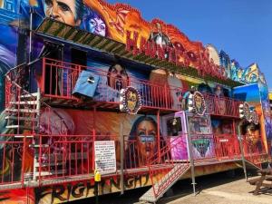 a bus covered in graffiti on the side of a building at 198 Headwards Retreat in Hemsby