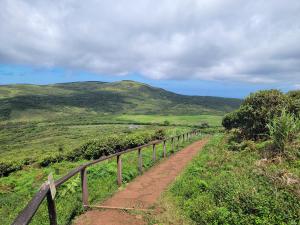 un chemin de terre dans les collines avec une clôture dans l'établissement Jose Andres Mini Suite 4, à San Cristóbal