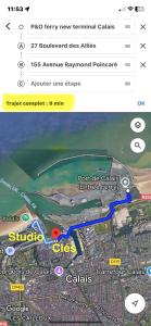 a screenshot of a google maps page with a map at Studio Horizon Bleu, vue mer in Calais