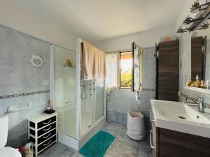 een badkamer met douche en wastafel bij Villa proche du centre-ville de Porto-vecchio et de ses plus belles plages in Porto-Vecchio +10 foto's