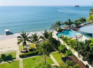 an aerial view of the beach and the ocean at Panorama Seaview Suite Escape Front in Mae Pim