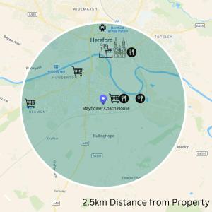 een kaart van de schade door de brand in Mynington Covenant House bij Hereford - Mayflower Coach House, Modern 2 Bedroom Property With Parking, Located South Of Hereford City, Suitable For Small Family, Couple Or Contractors - Sleeps Up To 5 Guests - Hosted by RENTMYHOUSE in Hereford