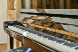 un primer plano de un piano sin llaves en Le Pianiste, en hypercentre avec balcon, en Limoges