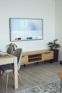 Televízia a/alebo spoločenská miestnosť v ubytovaní Modern 1-Bedroom Apartment ǀ AC, Free Parking