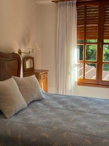 ein Schlafzimmer mit einem Bett und einem Fenster in der Unterkunft Casa del Bicentenario in Tandil