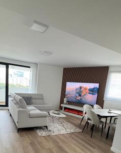 ein Wohnzimmer mit Sofa und Fernseher in der Unterkunft Apartamento Luxury in Valencia