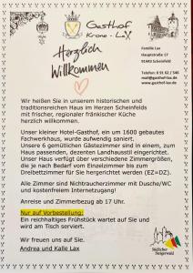 Certifikát, hodnocení, plakát nebo jiný dokument vystavený v ubytování Hotel-Gasthof Krone-Lax