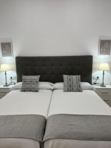 2 letti singoli in una camera con 2 lampade di Alcazaba II tourist apartment a Badajoz