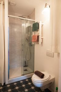 a bathroom with a shower and a toilet at Studio Marcette, Centre Historique - Wifi in Pézenas