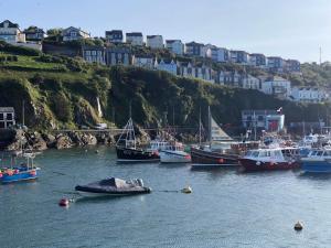 a group of boats docked in a body of water at Seaclusion in St Austell
